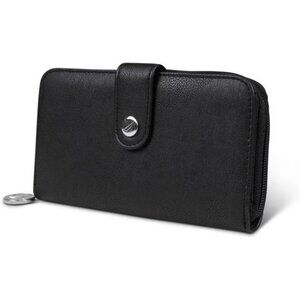 Womens Wallet RFID Blocking Zip Around Clutch (Black (Buff))